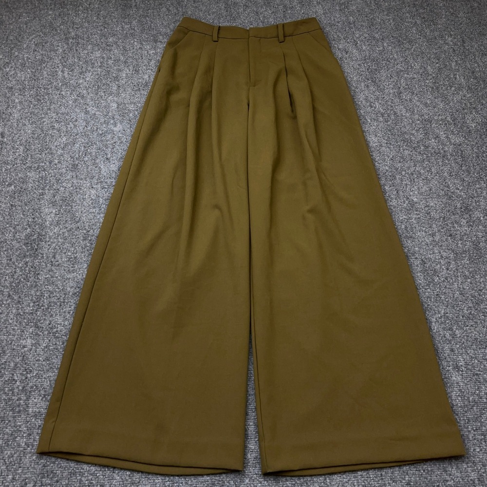 Maeve The Avery Wide-Leg Pleated Trouser Women's Medium Fir Green Anthropologie